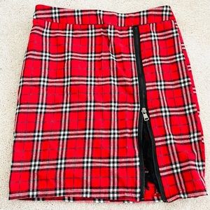 High Waist Plaid Skirt